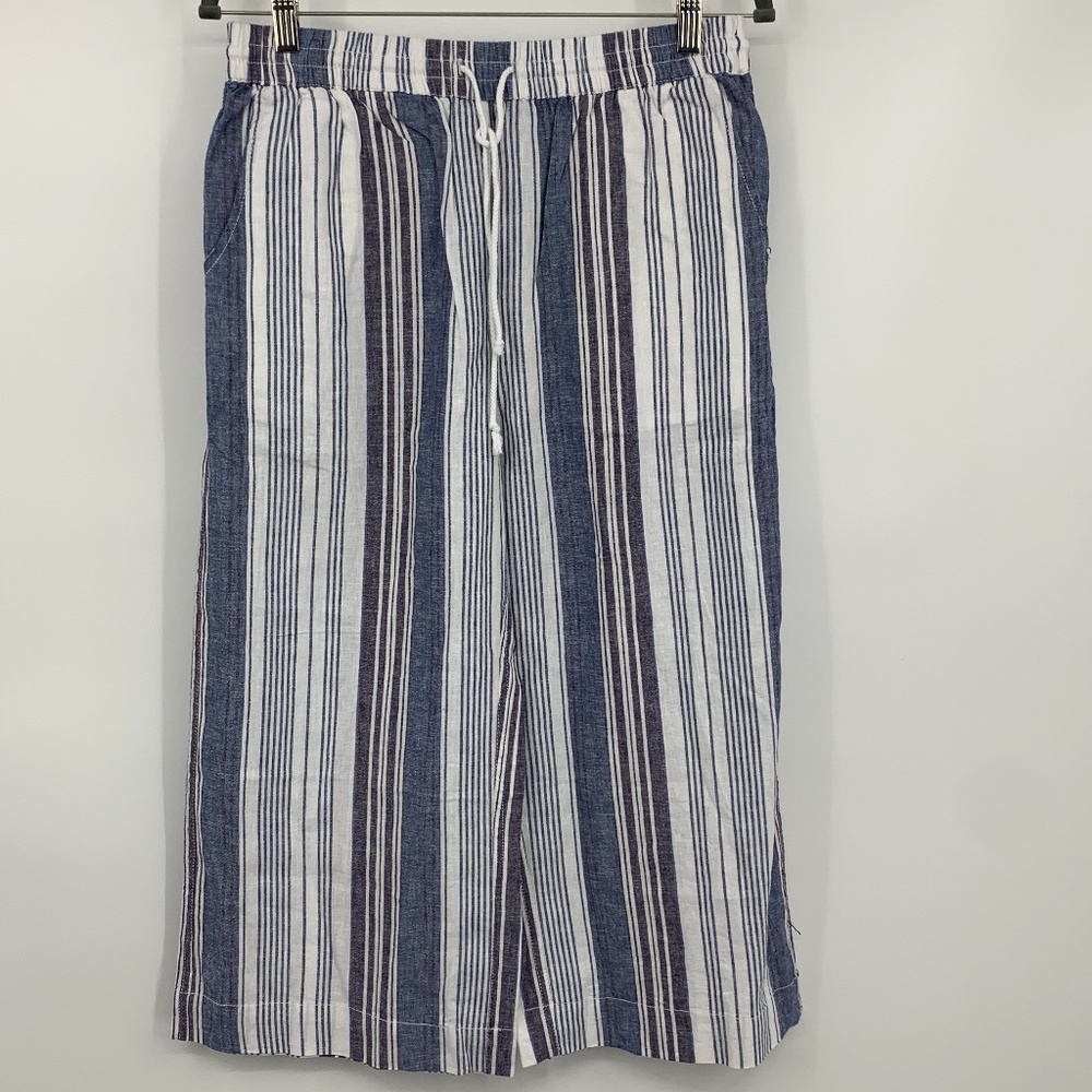 Beach Lunch Lounge Women Small Margot Capri Elastic Pull On Waist Linen Blend